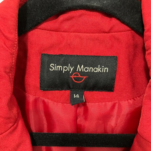 ⭐️2/$30⭐️ Simply Manakin red short sleeve jacket, size 14 - Picture 2 of 7